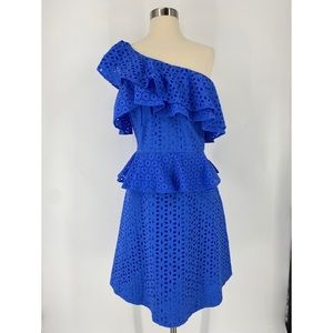 Lilly Pulitzer 100% Cotton Eyelet Ruffle One Shoulder Dress